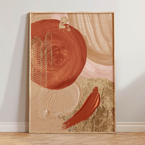 アートポスター 抽象画 ベージュ テラコッタ ネイビー 北欧風 モダン