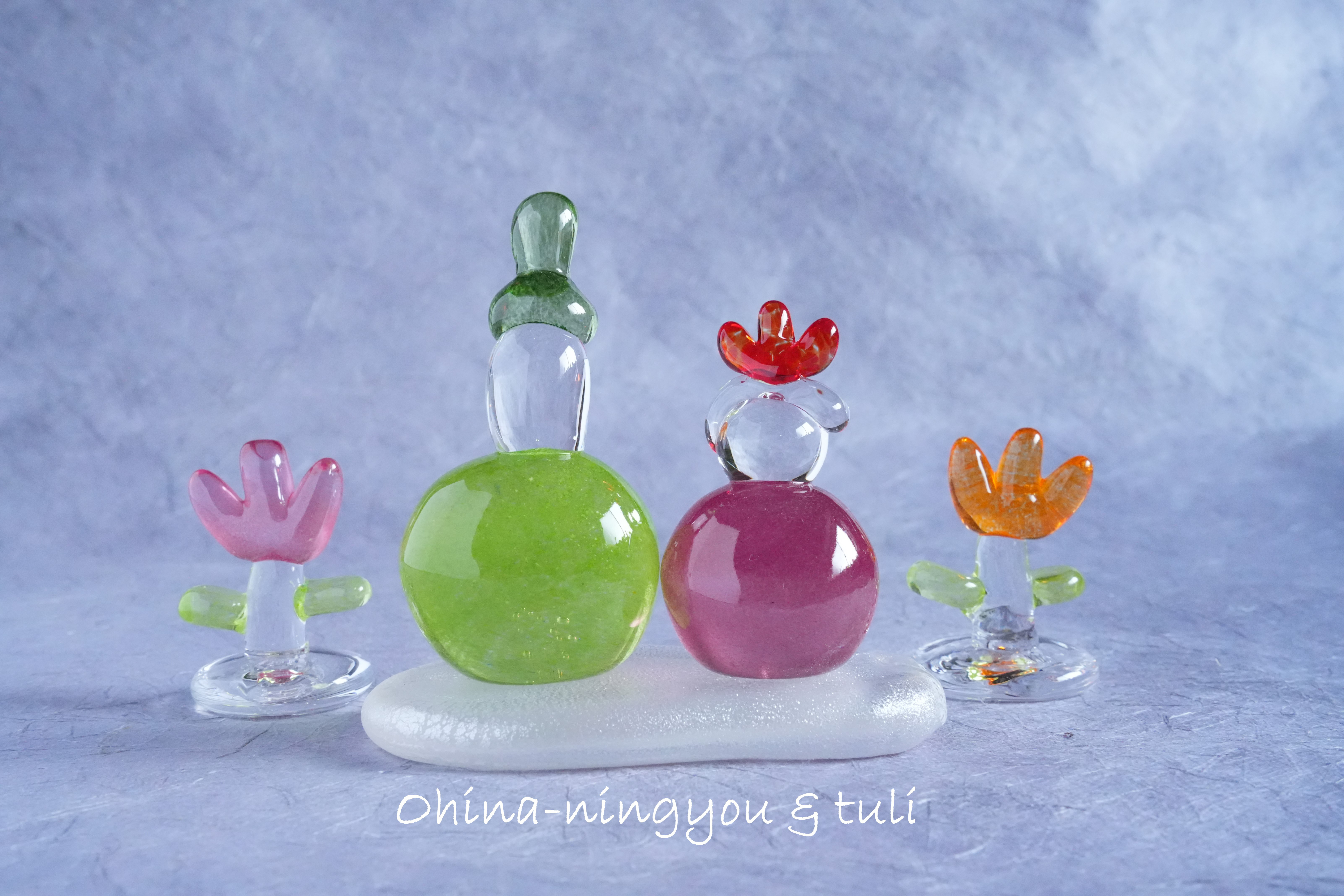 ガラスのおひな人形とチューリップ/5点セット④