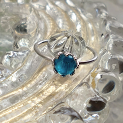 SV925（ロジウムコーティング）　宝石質 ネオンブルー アパタイト ring 6枚目の画像