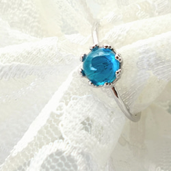 SV925（ロジウムコーティング）　宝石質 ネオンブルー アパタイト ring 4枚目の画像