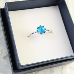 SV925（ロジウムコーティング）　宝石質 ネオンブルー アパタイト ring 7枚目の画像
