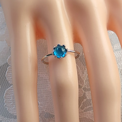 SV925（ロジウムコーティング）　宝石質 ネオンブルー アパタイト ring 9枚目の画像