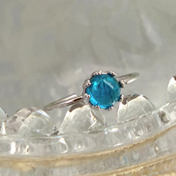SV925（ロジウムコーティング）　宝石質 ネオンブルー アパタイト ring 10枚目の画像