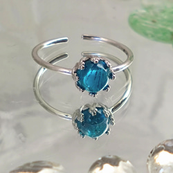 SV925（ロジウムコーティング）　宝石質 ネオンブルー アパタイト ring 17枚目の画像