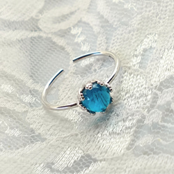 SV925（ロジウムコーティング）　宝石質 ネオンブルー アパタイト ring 12枚目の画像