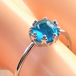 SV925（ロジウムコーティング）　宝石質 ネオンブルー アパタイト ring 1枚目の画像