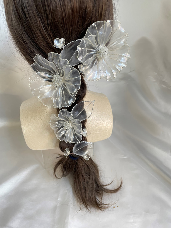 ウェディングヘアアクセサリー　華　～Sパールホワイト～　　ディップアート 3枚目の画像