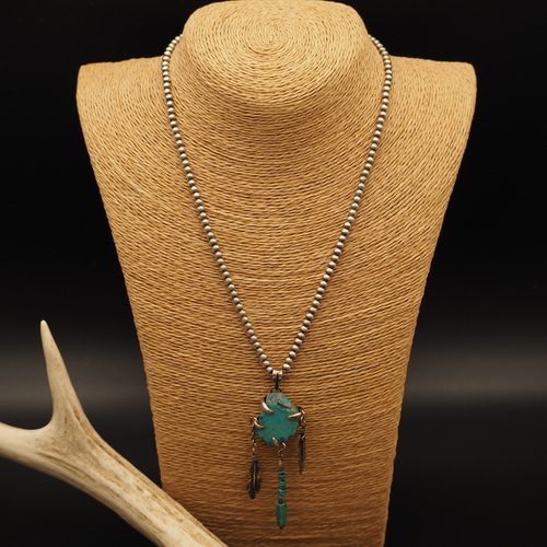 ナバホ パール ネックレス 4㎜ 40cm 925刻印 燻し加工 CNK-68 ナバホパール 4 mm シルバービーズ ネックレス 52cm 燻しあり