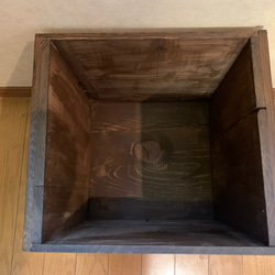 ラベルが選べるアンティーク風ラベルウッドボックスハーフ　リンゴ箱　アンティーク　カントリー　アメリカン　収納　木箱 4枚目の画像
