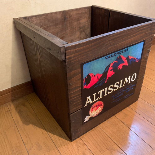 ラベルが選べるアンティーク風ラベルウッドボックスハーフ リンゴ箱