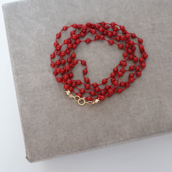 long necklace silk 赤珊瑚 4枚目の画像