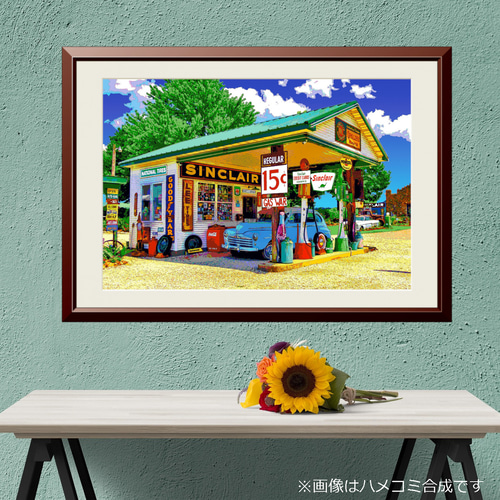 アートポスター】アメリカ ルート66沿いの古いガソリンスタンド（作品