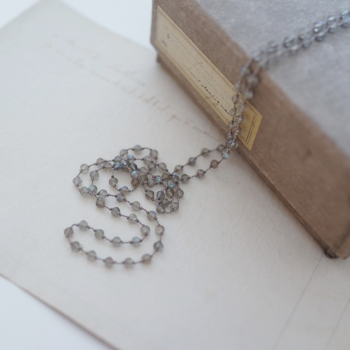 long necklace silk ラブラドライト