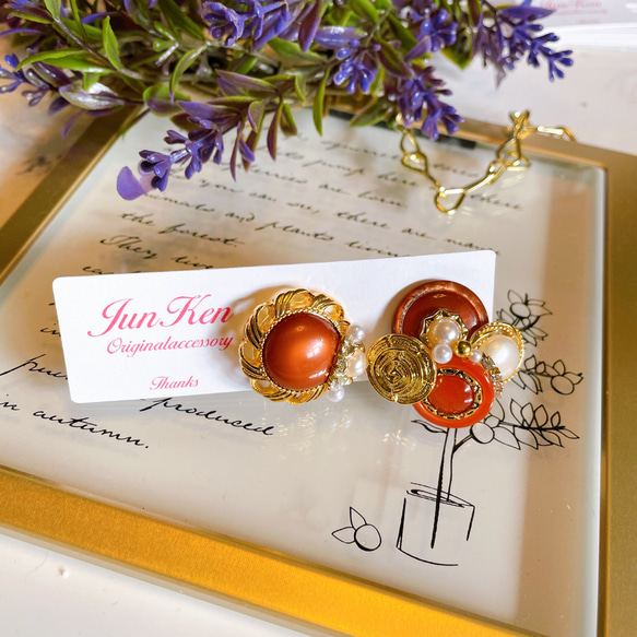 vintage button handmade earring イヤリング・ノンホールピアス