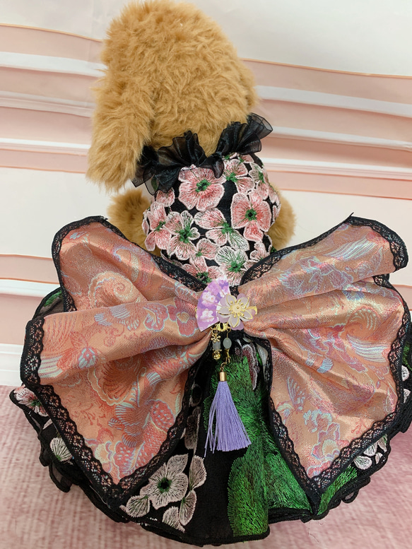 即納可能⭐︎犬猫うさちゃん服　BIGリボン　和♡ドレス　 2枚目の画像