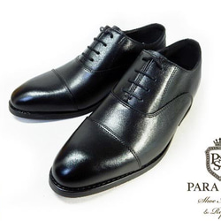 PARASHOE 本革ストレートチップ シークレットヒールアップビジネス靴 黒 22～24cm（PS1701S-BLK） 2枚目の画像