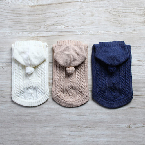 ラベンダー 新色‼️ アラン風ニット 犬服 ハンドメイド 冬服