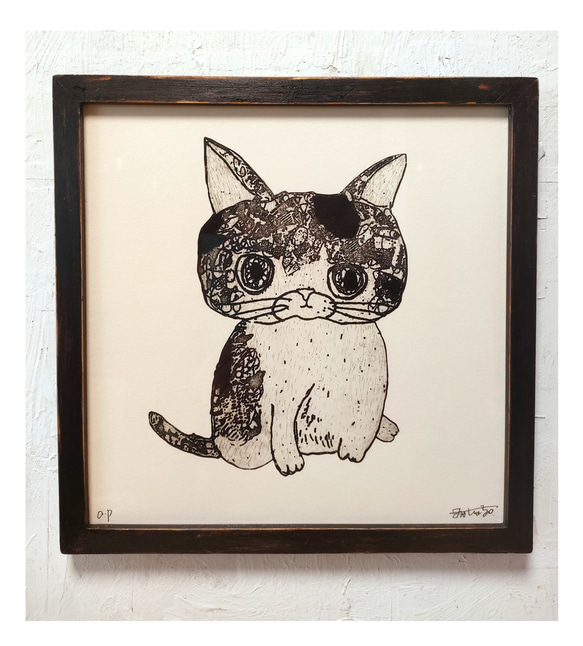 銅製 手作り 骨董品 手作りアンティーク風額付き 銅版画作品