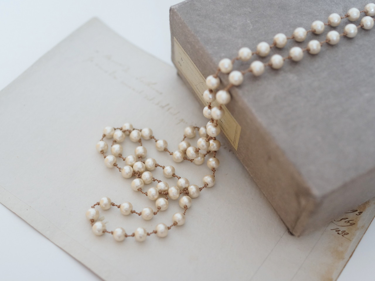 long necklace silk コットンパールM