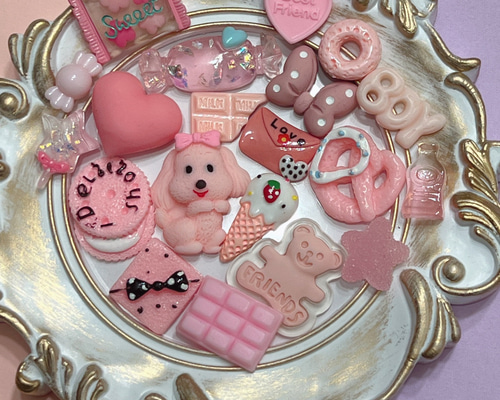 ⑦009 デコパーツ ピンク ゆめかわ スイーツ キーホルダー 資材