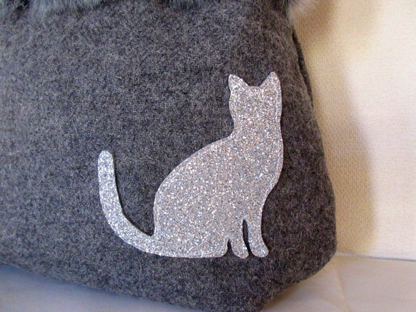 Eco Fur Twinkle Cat 手提包 * 灰色羊毛 第3張的照片