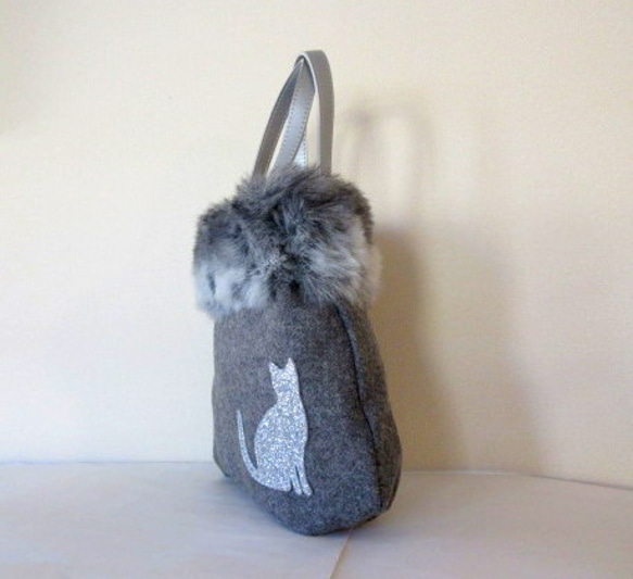 Eco Fur Twinkle Cat 手提包 * 灰色羊毛 第5張的照片