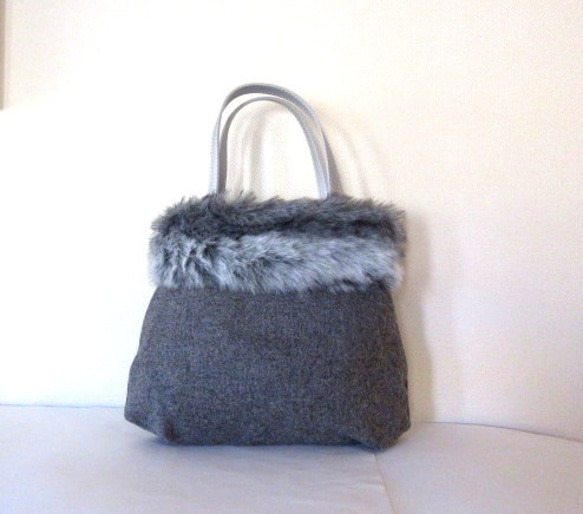 Eco Fur Twinkle Cat 手提包 * 灰色羊毛 第6張的照片