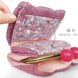 ピンク色 二つ折り財布 チューリップミニ財布 可愛いがま口財布 彼女 妻 ママ 親友 誕生日プレゼント 5枚目の画像