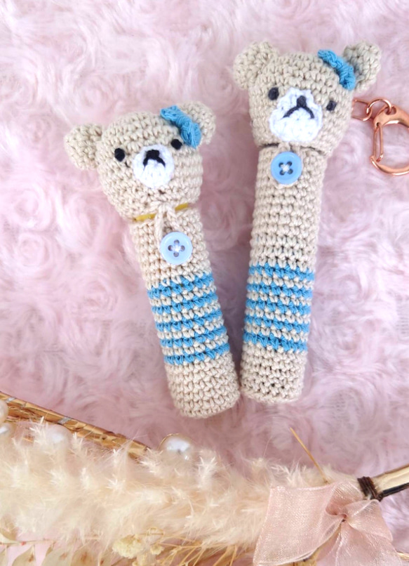 【送料無料】リップクリームの長さとリボン・くまちゃん色が選べるリップクリームケース 3枚目の画像