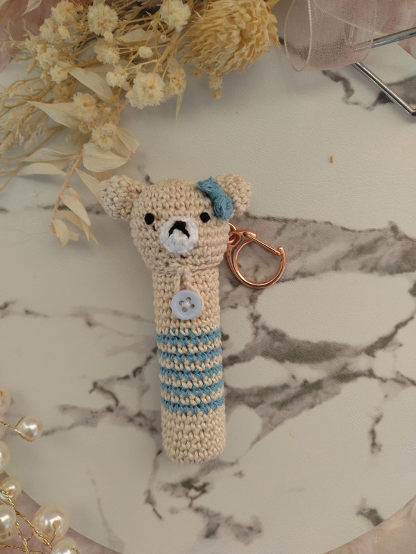 【送料無料】リップクリームの長さとリボン・くまちゃん色が選べるリップクリームケース 8枚目の画像