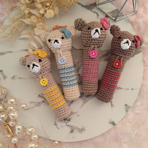 送料無料】リップクリームの長さとリボン・くまちゃん色が選べるリップ