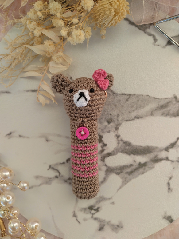 【送料無料】リップクリームの長さとリボン・くまちゃん色が選べるリップクリームケース 9枚目の画像