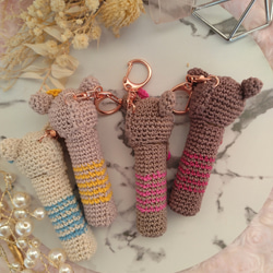 【送料無料】リップクリームの長さとリボン・くまちゃん色が選べるリップクリームケース 2枚目の画像