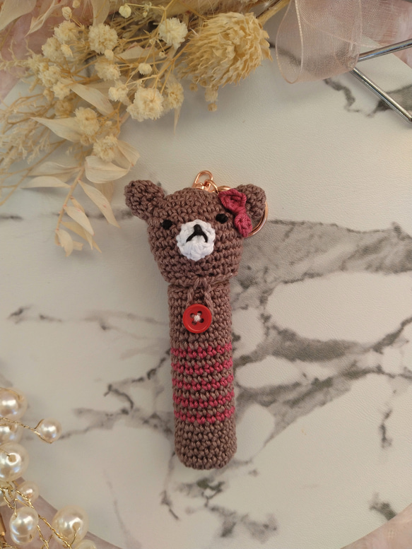 【送料無料】リップクリームの長さとリボン・くまちゃん色が選べるリップクリームケース 10枚目の画像