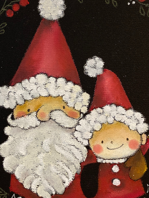 【チョークアート原画】＊クリスマス＊おじいサンタとちびサンタ 3枚目の画像