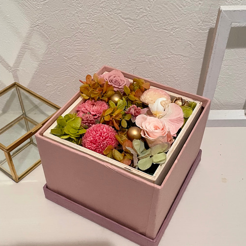 お正月セール⭐︎ブリザードフラワー　木製ボックス　オーダー品　薔薇家具・インテリア