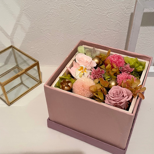 送別ギフト2026 送料無料 和紙と和紙と木箱のボックスフラワー 和紙