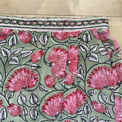 【在庫一掃セール】インド綿ブロックプリント　スカート　蓮の花 4枚目の画像