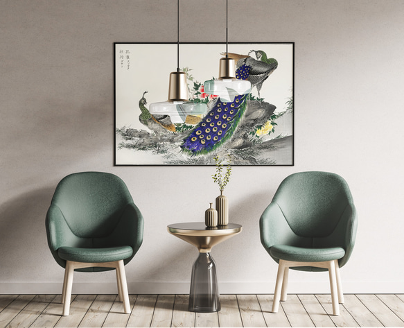 【NO.430】孔雀と牡丹の日本画アートポスター☆お正月和柄和室インテリア和モダンA3A2A1B5B4B3B2B1ハガキ 8枚目の画像
