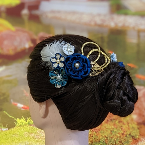 つまみ細工 髪飾り7点セット 和装 振袖 成人式 卒業式♪♪ [作品No136  