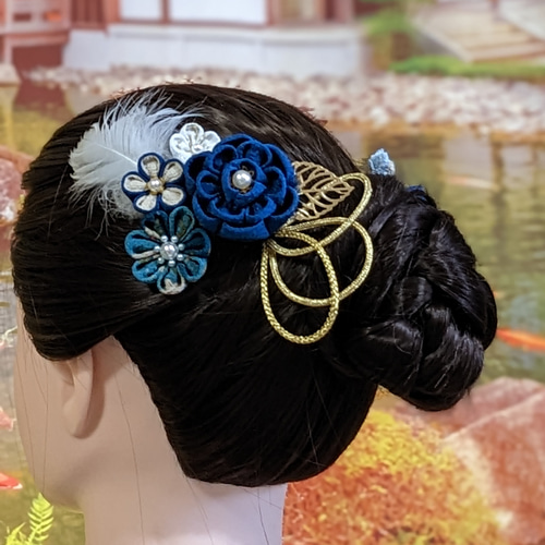 つまみ細工 髪飾り7点セット 和装 振袖 成人式 卒業式♪♪ [作品No136  