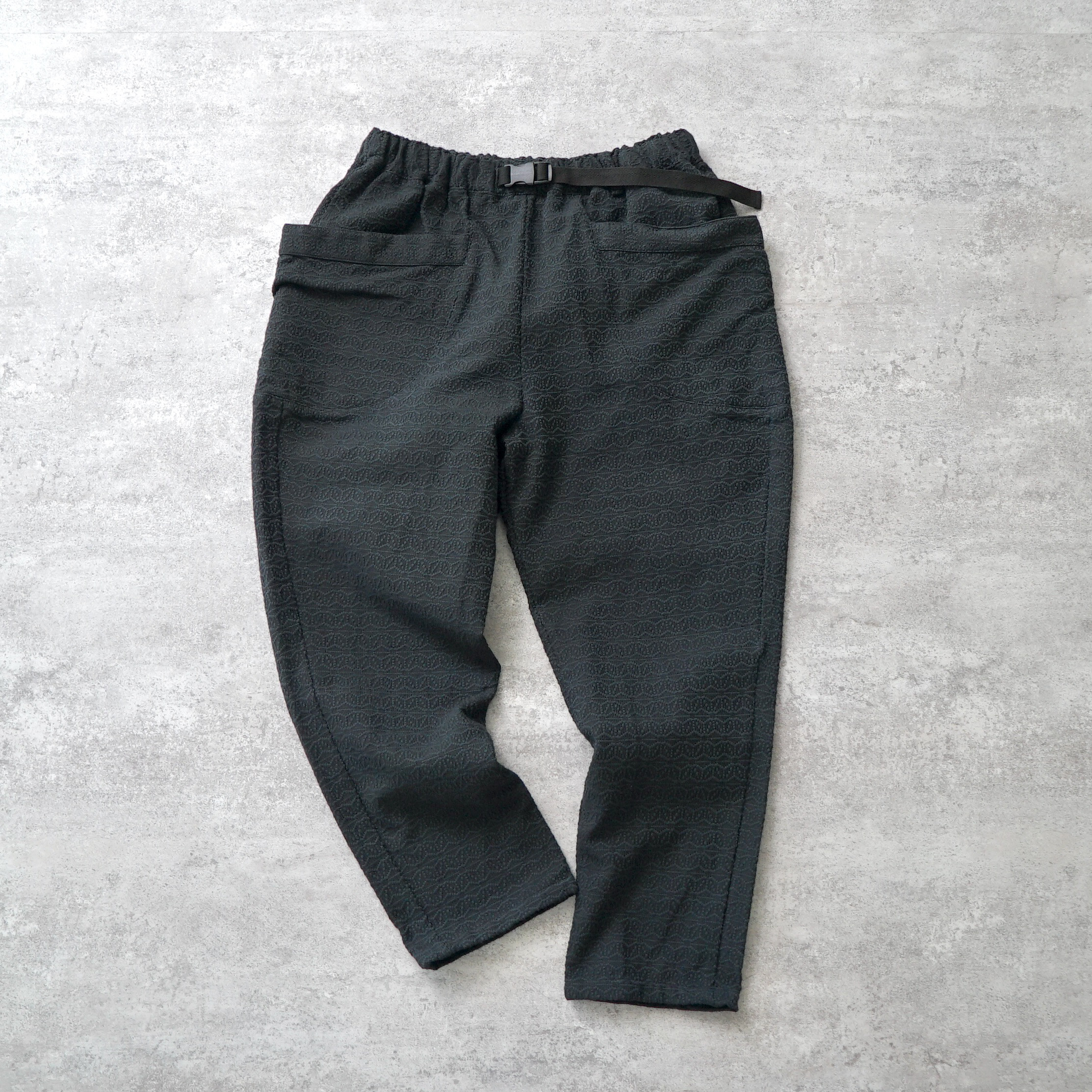 麻柄キャンプワークパンツ/ブラック/刺し子織