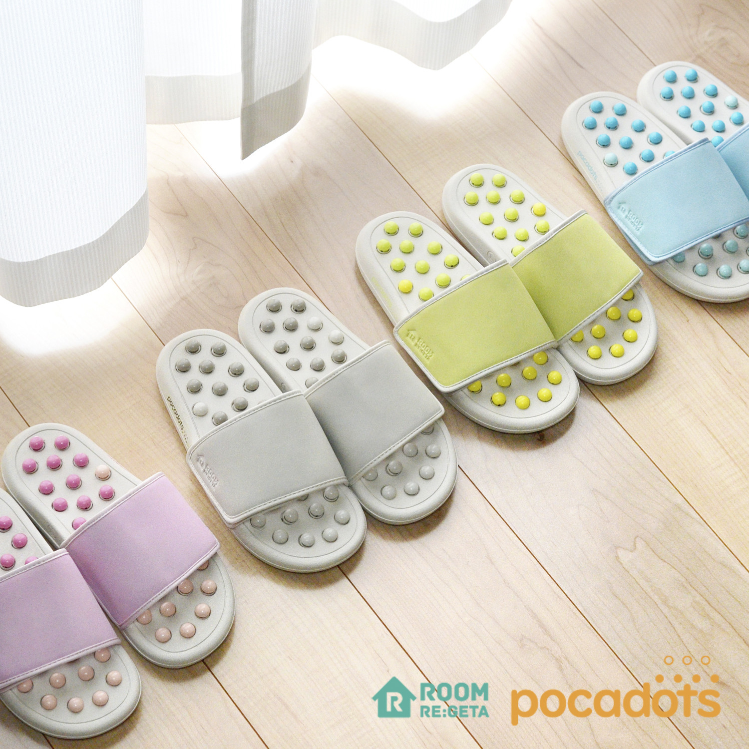 コリほぐし ルームサンダル ポカドッツ 男女兼用 ルームシューズ Re:getA-リゲッタ- CHR-007