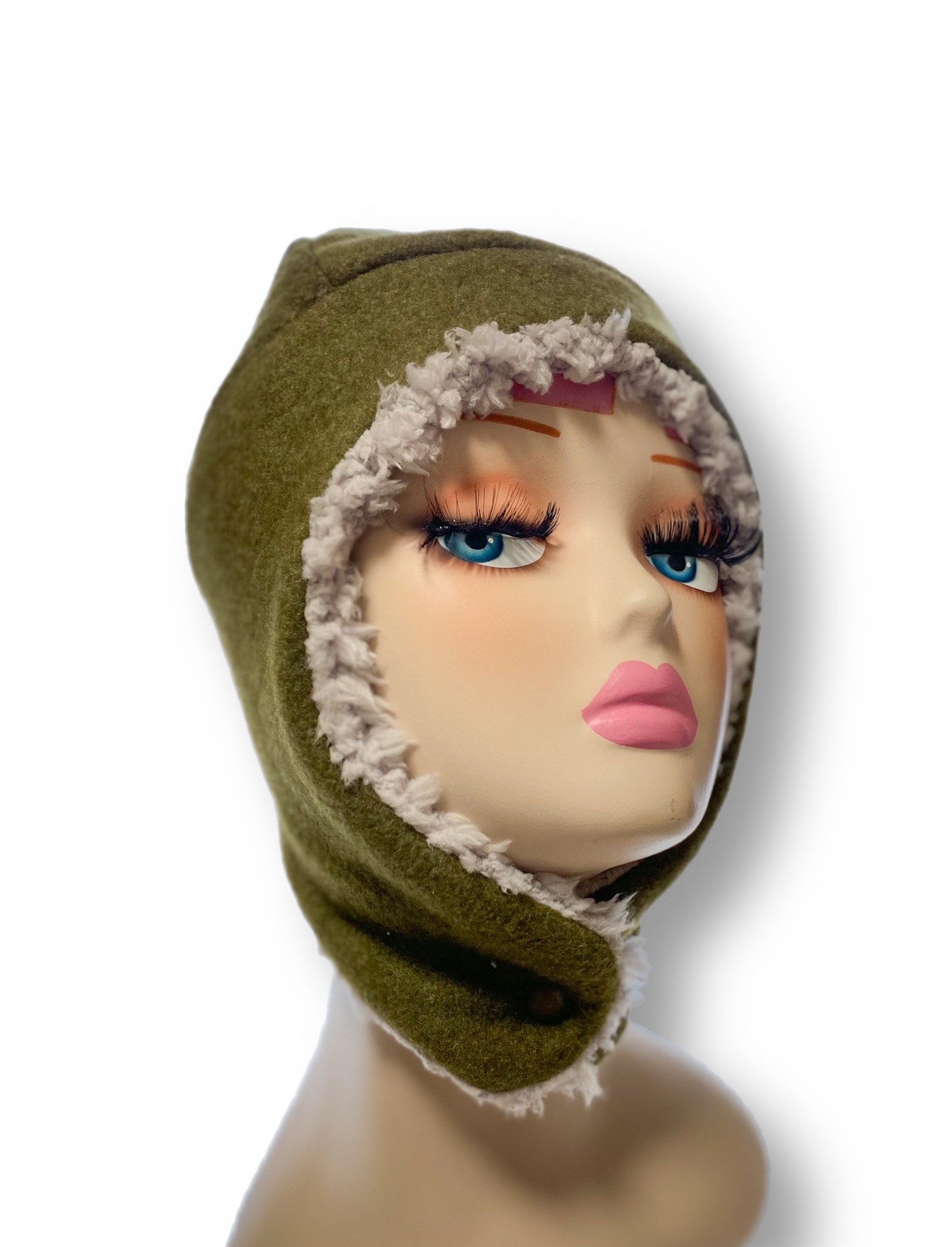 もふもふふわふわ暖かいメルトンフリースパイロット帽子。ニット帽、耳当て付き帽子、防寒帽子、イヤーマフニット帽、帽子