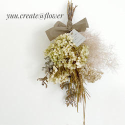 『yuu.create@flower』アンティークカラーのアジサイのスワッグ 1枚目の画像