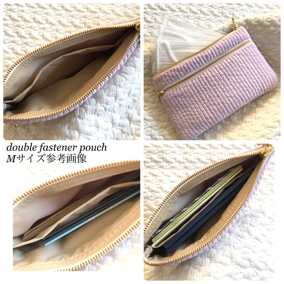 Mサイズ　NUBI   pink beige double fastener pouch ダブルファスナーポーチ　ヌビ 5枚目の画像