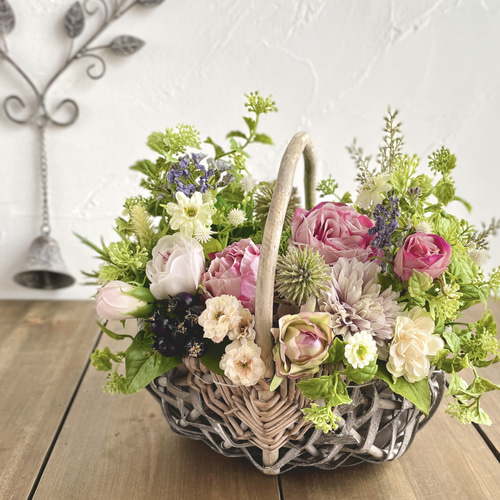 JUNFLOWER - お花いっぱい 豪華 アーティフィシャルフラワーアレンジ 造花 インテリア 大きい 高級 おしゃれ 豪華 アレンジメント B