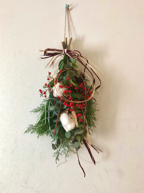 お正月飾り ウインタースワッグ お正月スワッグ フレッシュ しめ縄