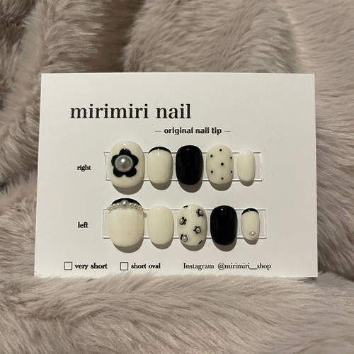 048 〗ネイルチップ フレンチガーリー ガーリーネイル モノトーン  