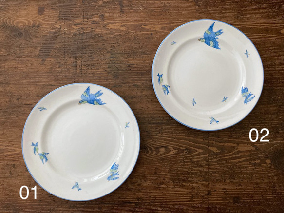 アンティークブルーバードディナープレート　青い鳥食器　H.M. WILLIAMSON & SONS ナチュラル　ギフト 6枚目の画像